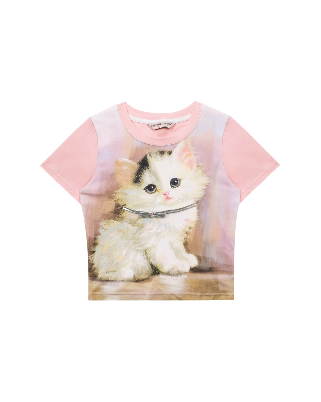 Retro Pink Cat Short Sleeve T-Shirt ZZF0271