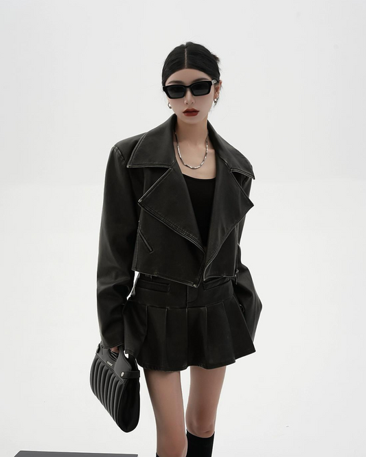 Mode Leather Mini Skirt SRS0114