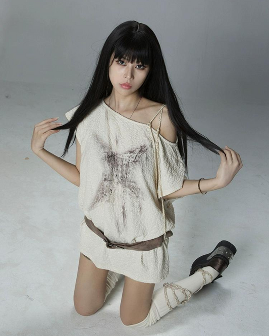 Retro Loose One-Shoulder Tops ADW0010